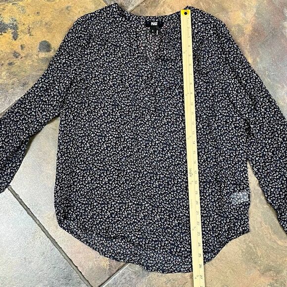 Paige Floral V-neck 100% Silk Sheer Blouse Small - Picture 5 of 12